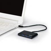USB Type-C to 3 x USB3.0 and 1 x Type-C PD 30cm 4 Port Hub – Black