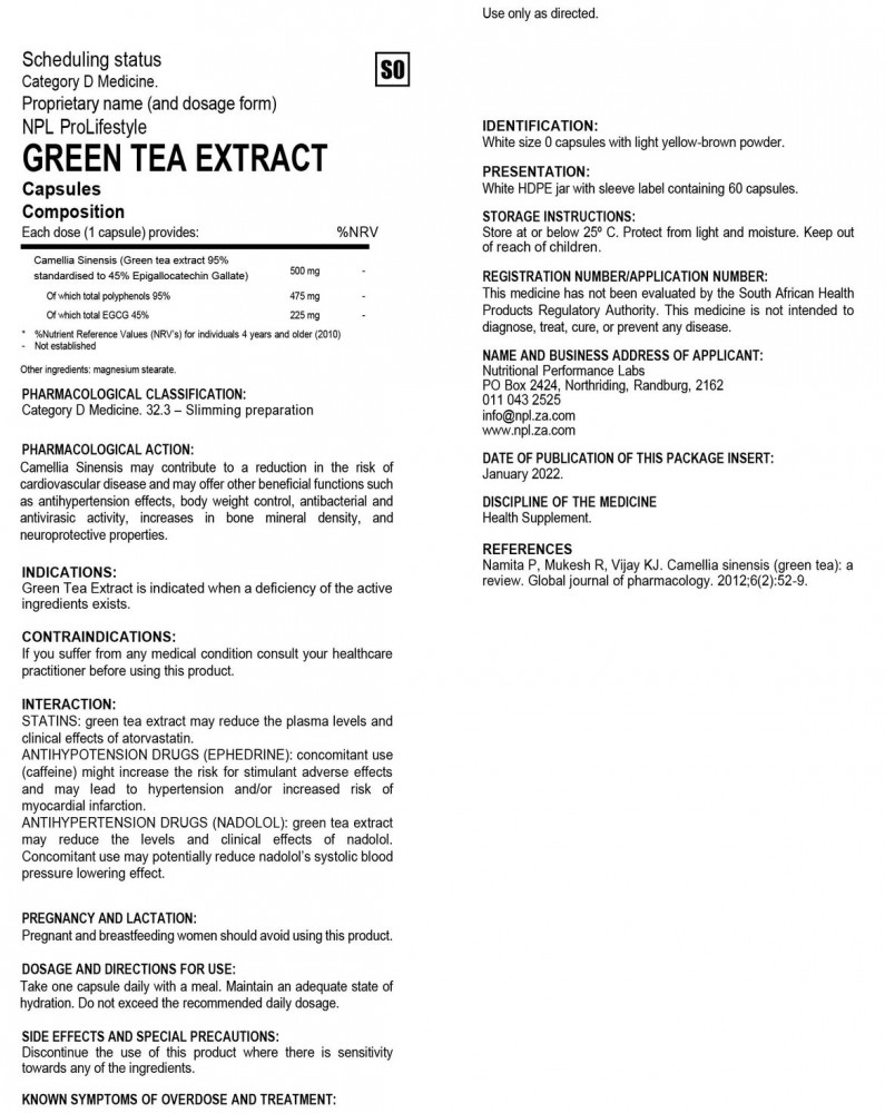 Green Tea Extract 60 Capsules
