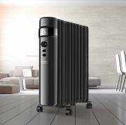 Heater 11 Fin Oil Filled Steel Black Wifi Enabled 3Heat Settings 2500W - Agadir Connect