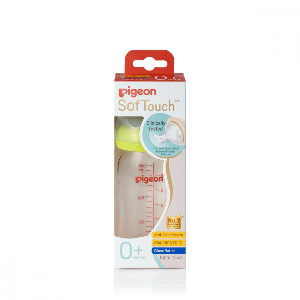 Wide Neck SofTouch Peristaltic Plus™ Glass Nurser 160ml S Nipple