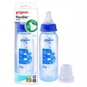 Slim Neck Flexible Peristaltic PP Nursers 240ml M Nipple Blue & Clear