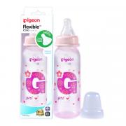 Slim Neck Flexible Peristaltic PP Nursers 240ml M Nipple - Pink & Clear