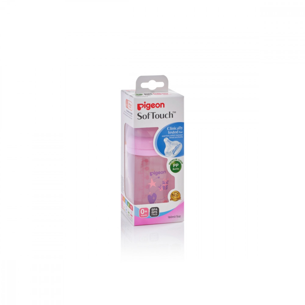 Wide Neck SofTouch Peristaltic Plus™ PP Nursers 160ml SS Nipple Pink