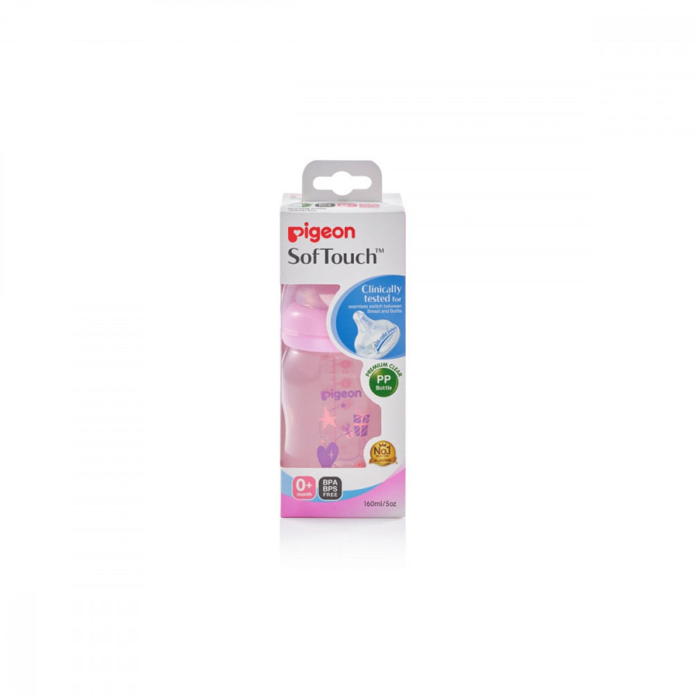 Wide Neck SofTouch Peristaltic Plus™ PP Nursers 160ml SS Nipple Pink