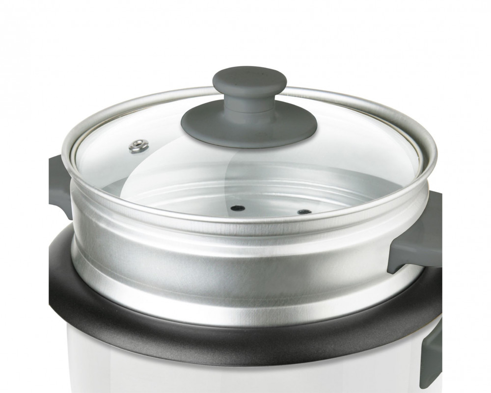 Rice Cooker With Glass Lid Plastic White 600Ml 300W Rice Chef Compact