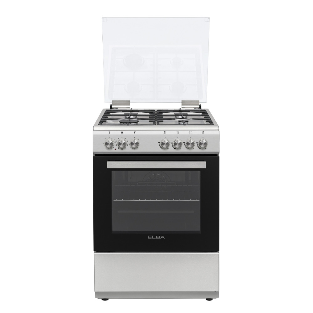 60cm 4 Burner Gas Stove With Electric Oven - Stainless Steel