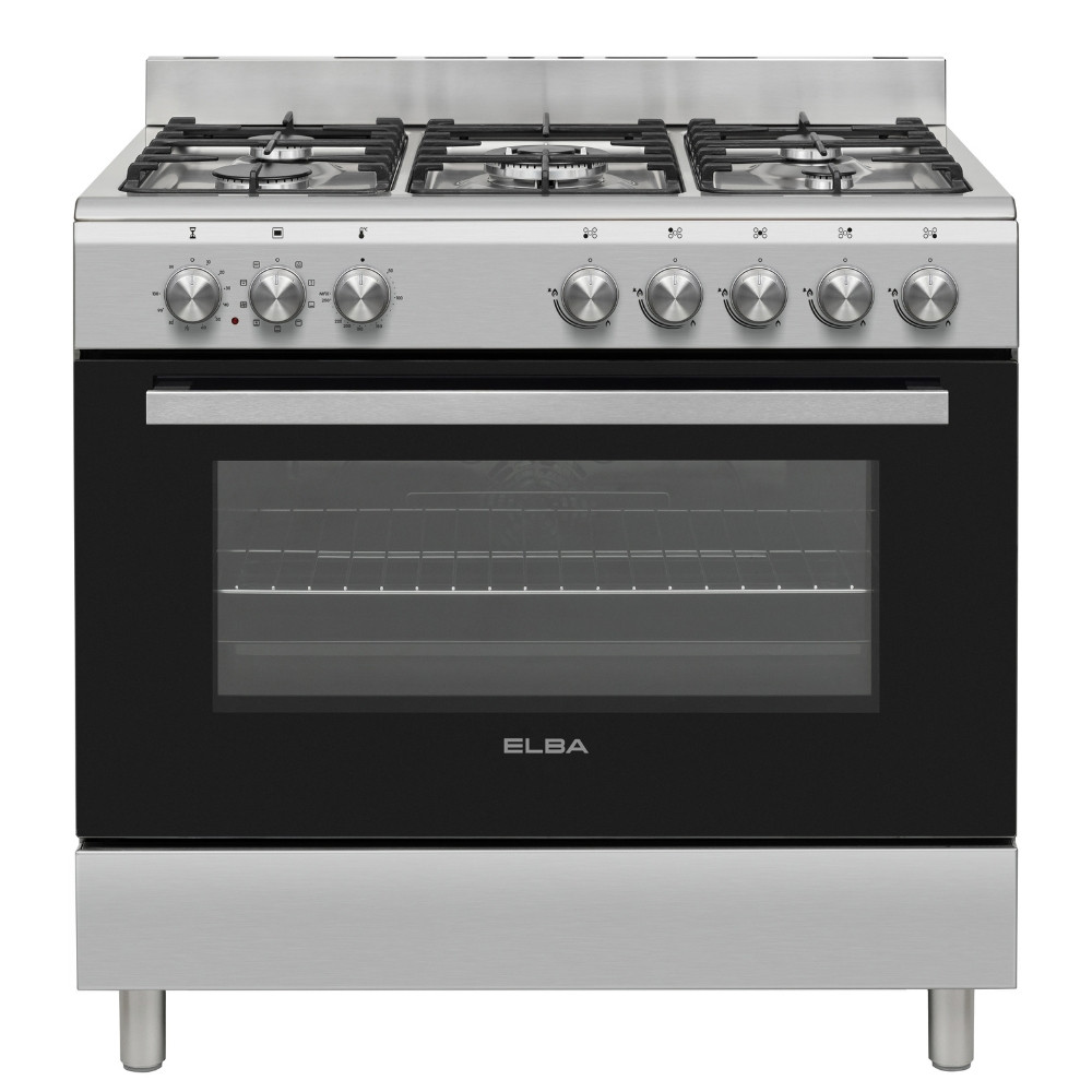90cm 5 Burner Gas Stove & Electric Oven - Stainless Steel