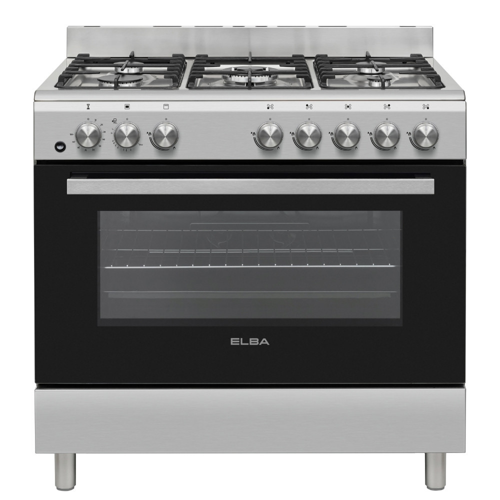 90cm 5 Burner Gas Stove & Gas Oven - Stainless Steel