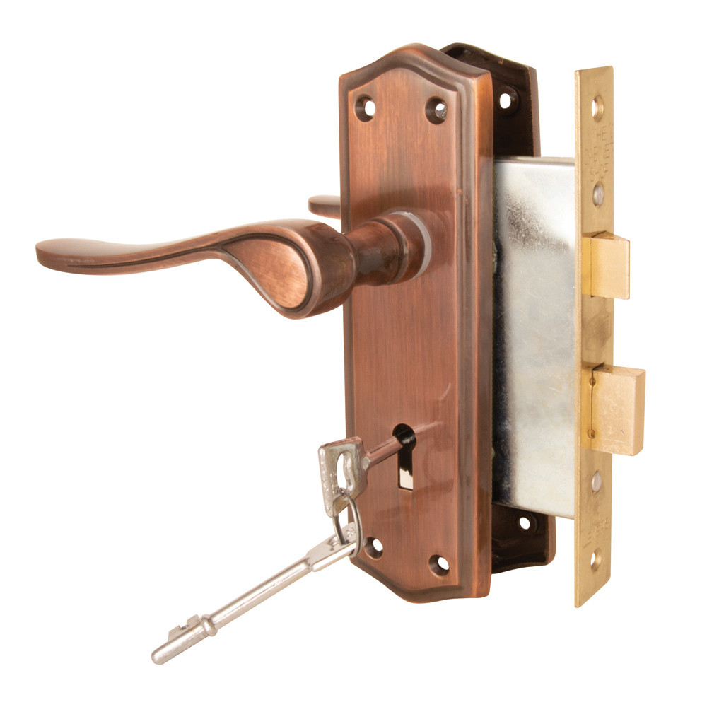 MAC1001 + 3 Lever Lockset Antique Copper 150mm