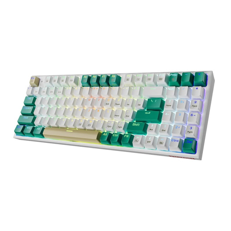 Kitava 94Key Green|White KeyCap RGB Red Switch Mechanical Gaming Keyboard - White|Green|Yellow