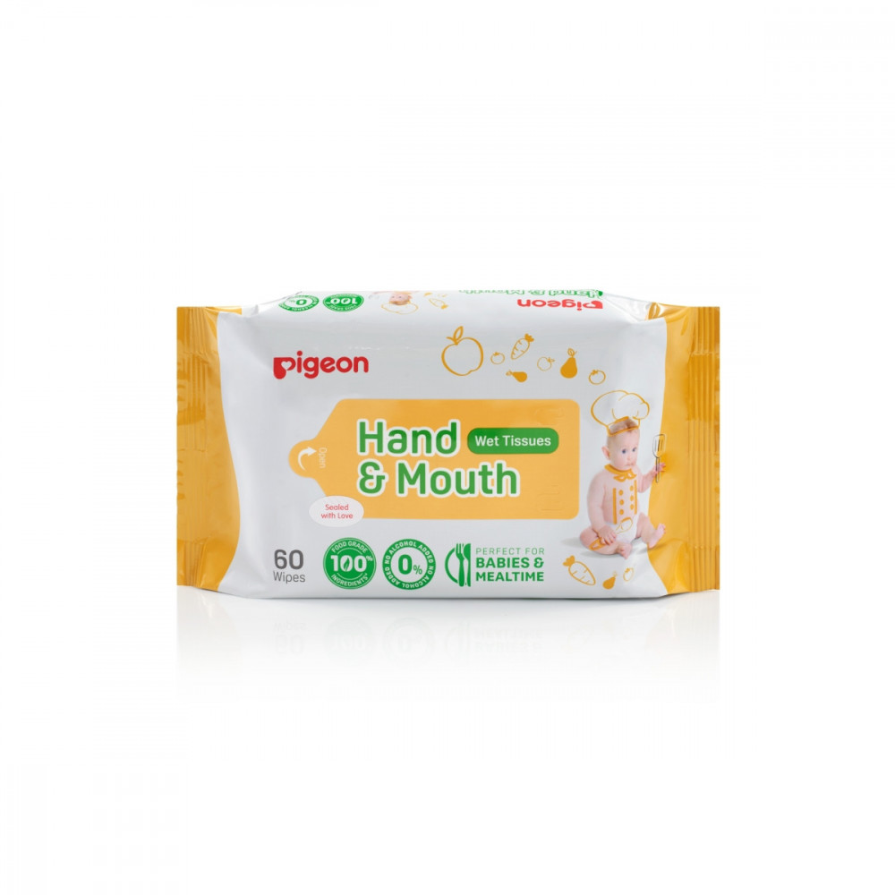 Hand & Mouth Wet Tissues 2-in-1 60 Pack