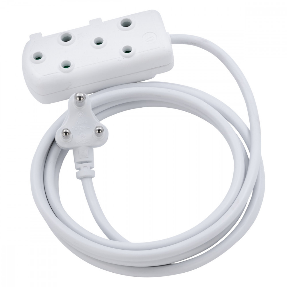 20M Light Duty SBS Extension Lead - White