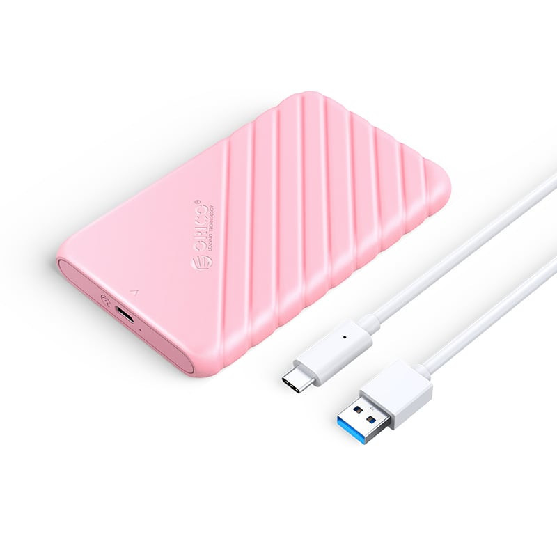 2.5 inch USB3.1 Gen1 Type-C to USB-A Hard Drive Enclosure - Pink