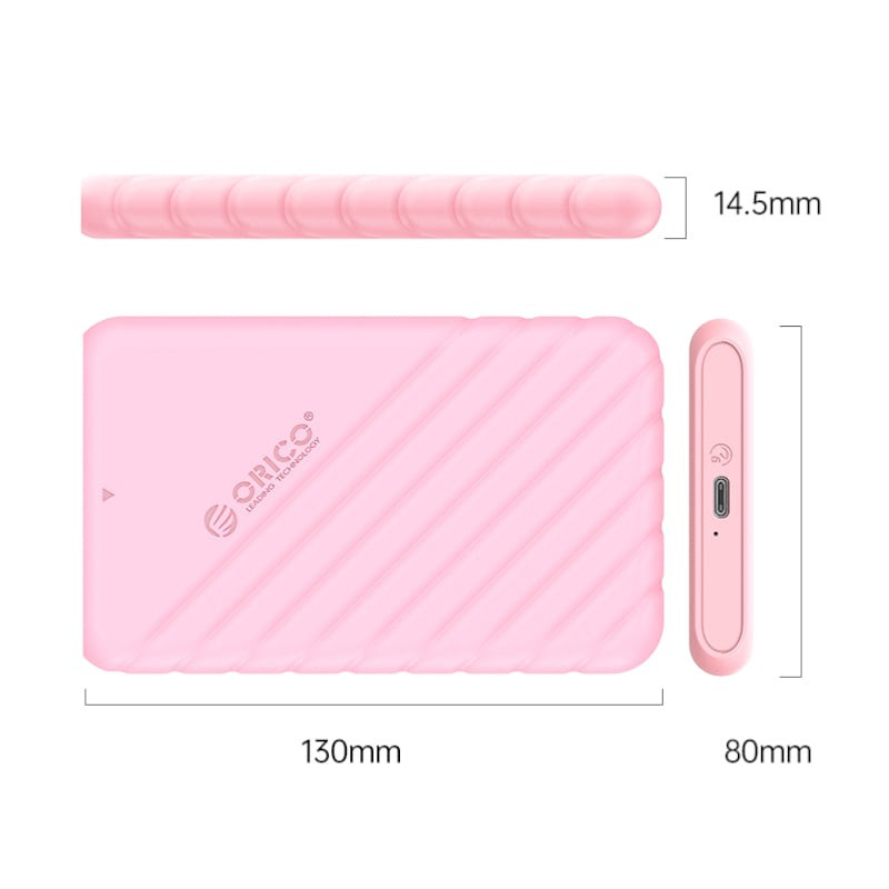 2.5 inch USB3.1 Gen1 Type-C to USB-A Hard Drive Enclosure - Pink