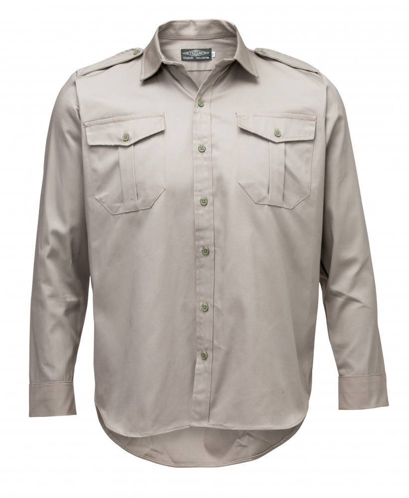 Long Sleeve Full Button Shirt - Khaki