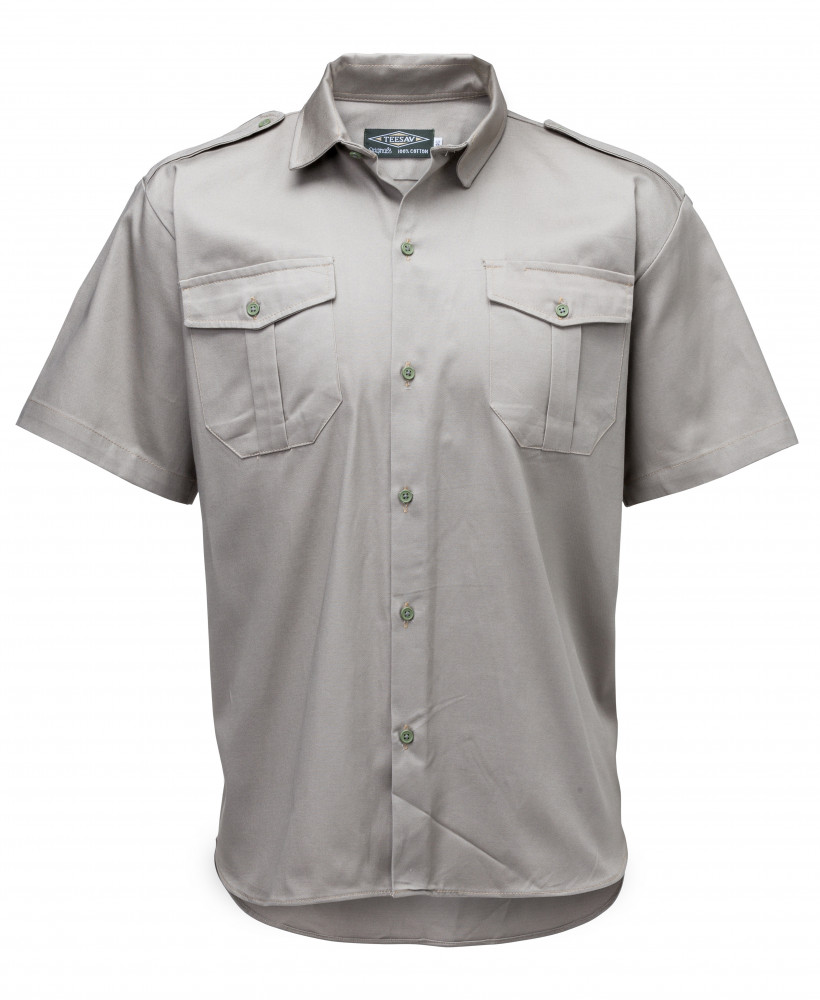 Short Sleeve Full Button Shirt - Khaki