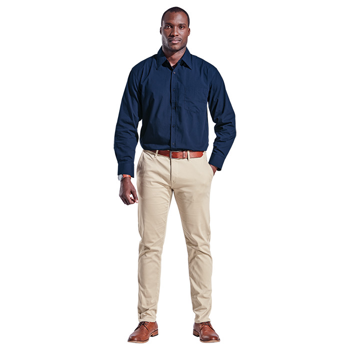 Mens Long Sleeve Basic Poly Cotton Lounge Shirt