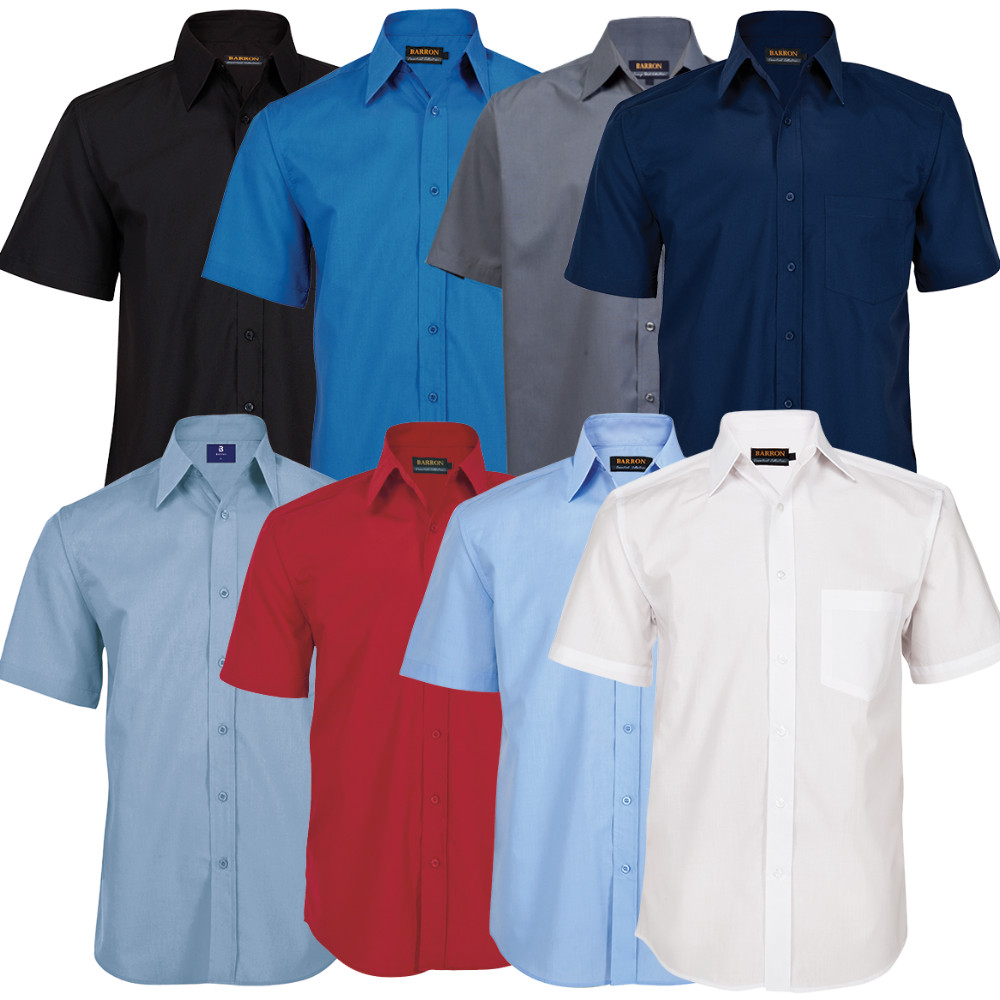 Mens Short Sleeve Basic Poly Cotton Lounge Shirt