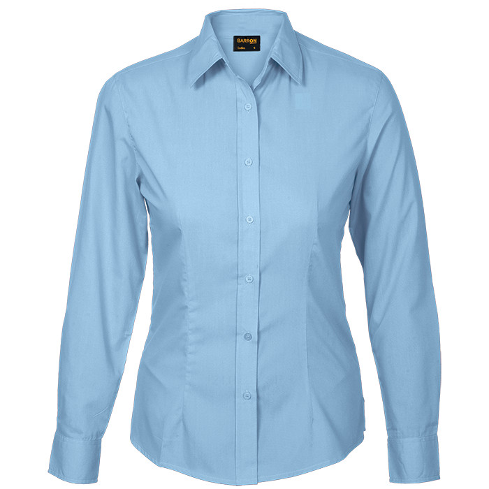 Ladies Basic Poly Cotton Blouse Long Sleeve