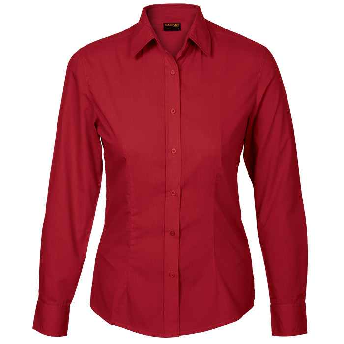 Ladies Basic Poly Cotton Blouse Long Sleeve