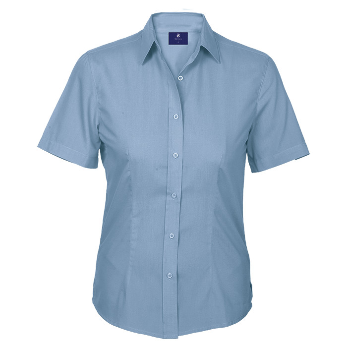 Ladies Basic Poly Cotton Blouse Short Sleeve