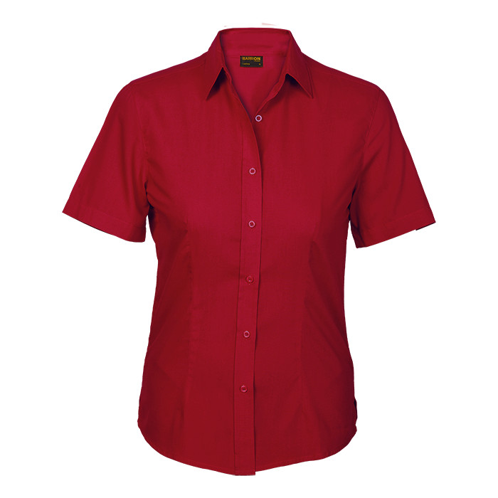 Ladies Basic Poly Cotton Blouse Short Sleeve