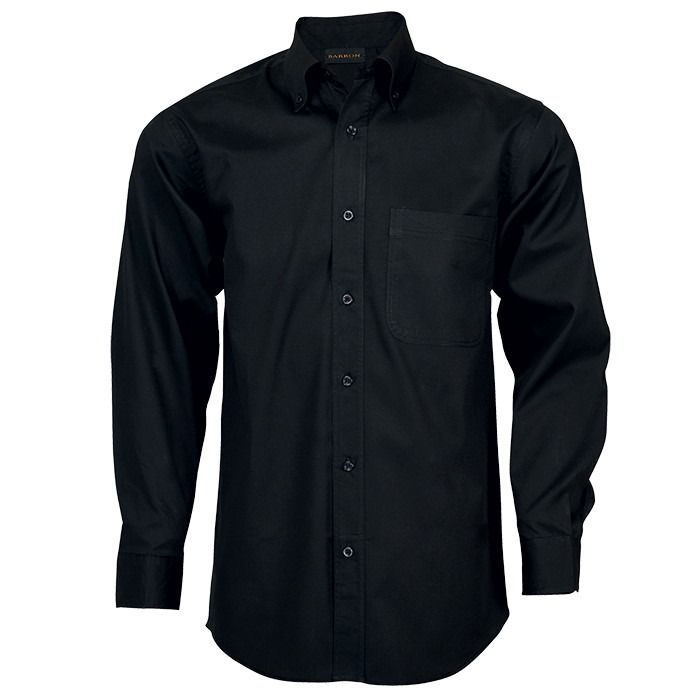 Mens Brushed Cotton Twill Lounge Shirt Long Sleeve