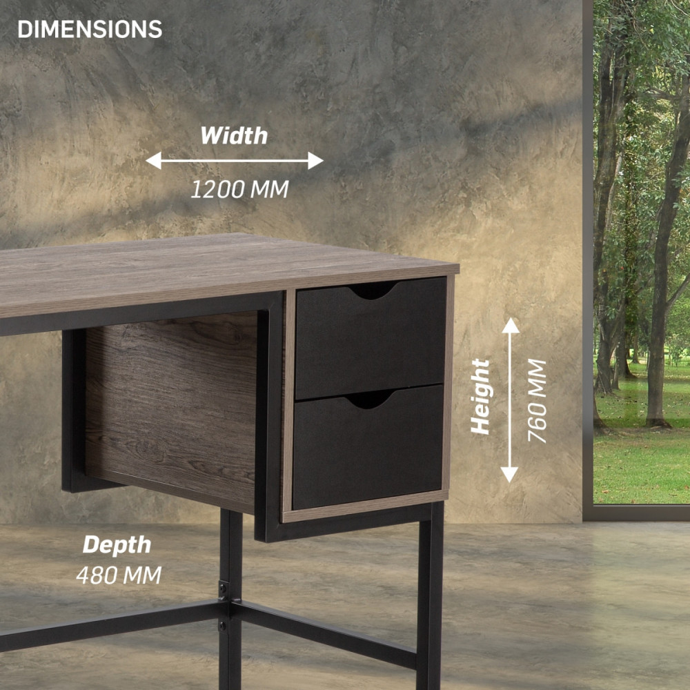 Rampart Office Desk with Two Drawers Powder Coated Steel