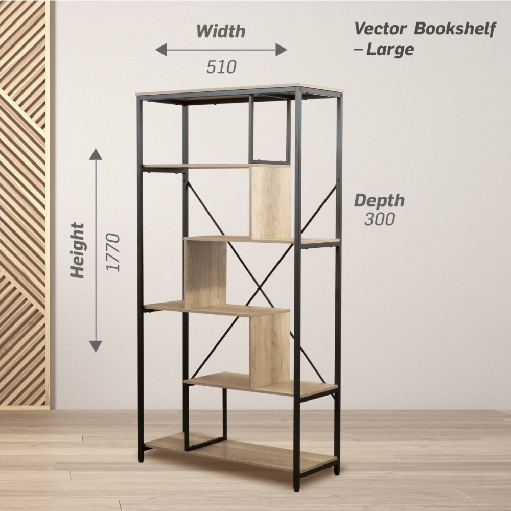 Vector Large Bookshelf with Steel Frame