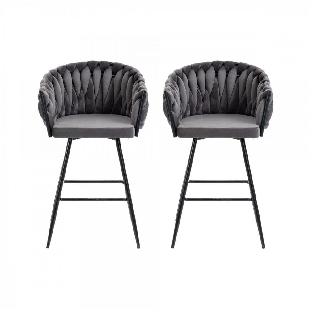 Premium Florest Large Velvet Barstool - 2 Pack