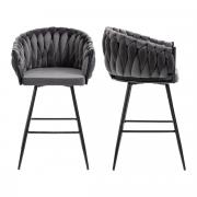 Premium Florest Large Velvet Barstool - 2 Pack