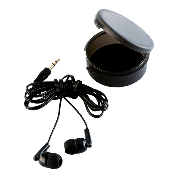 Earphones in Round Case