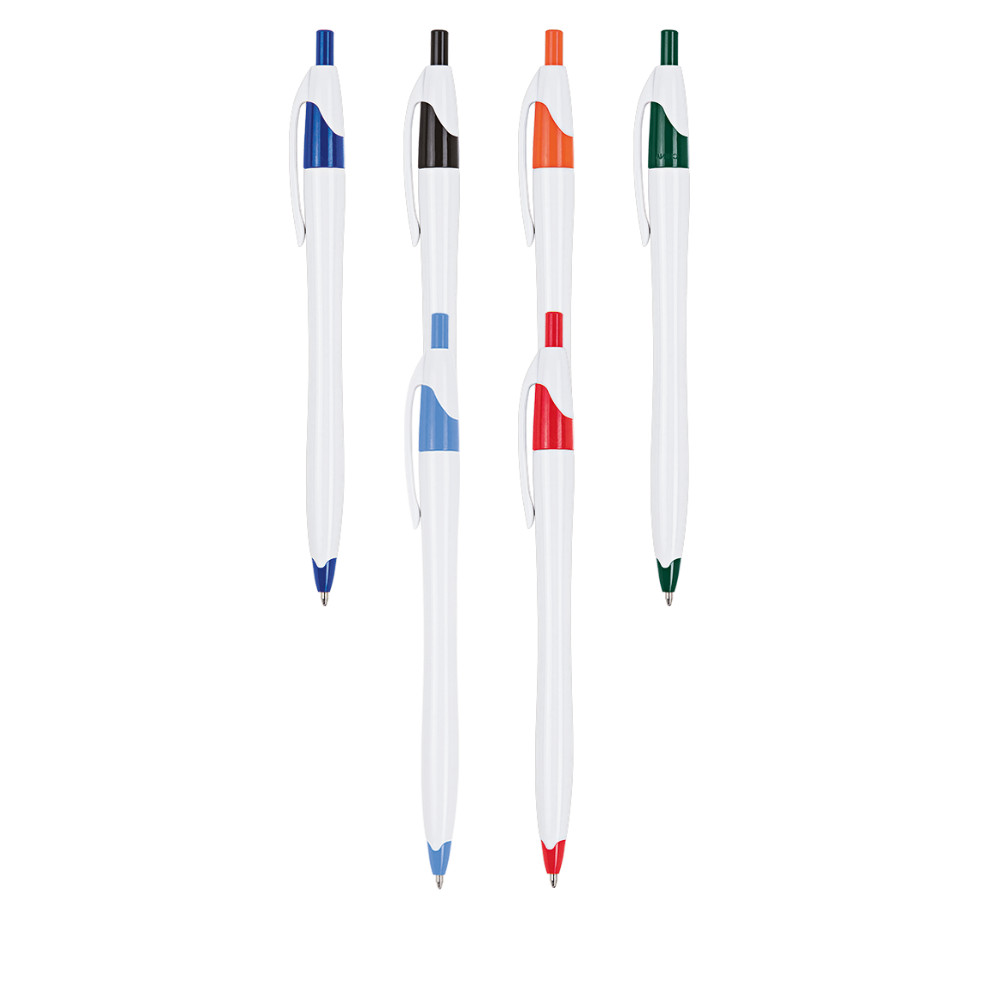 Slim White Barrel Ballpoint Pen