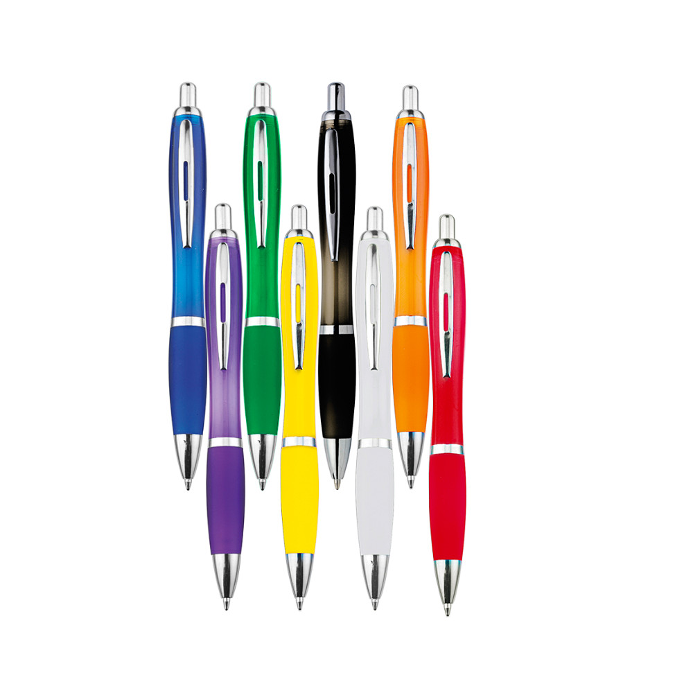 Curved Design Ballpoint Pen with Coloured Barrel