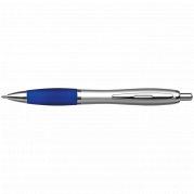 Silver Barrel Curved Design Ballpoint Pen with Coloured Grip