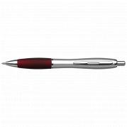 Silver Barrel Curved Design Ballpoint Pen with Coloured Grip