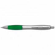 Silver Barrel Curved Design Ballpoint Pen with Coloured Grip