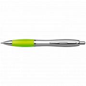 Silver Barrel Curved Design Ballpoint Pen with Coloured Grip