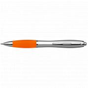 Silver Barrel Curved Design Ballpoint Pen with Coloured Grip