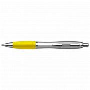 Silver Barrel Curved Design Ballpoint Pen with Coloured Grip