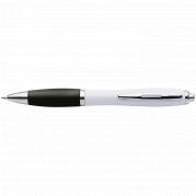 White Barrel Curved Design Ballpoint Pen with Coloured Grip