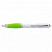 White Barrel Curved Design Ballpoint Pen with Coloured Grip