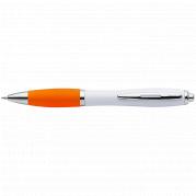 White Barrel Curved Design Ballpoint Pen with Coloured Grip