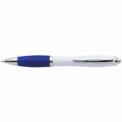 White Barrel Curved Design Ballpoint Pen with Coloured Grip