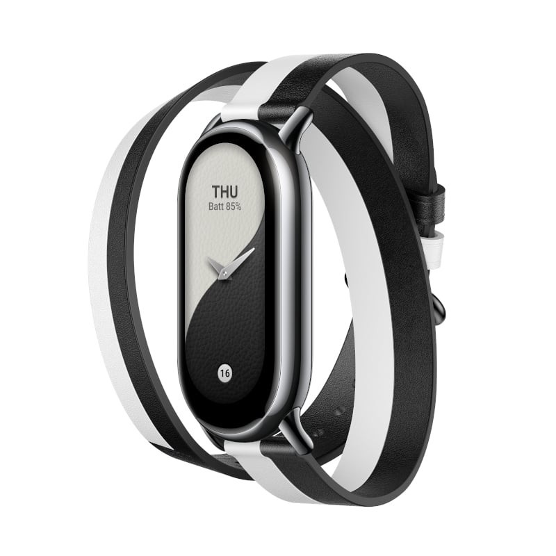 Smart Band 8 Double Wrap Strap – Black and white