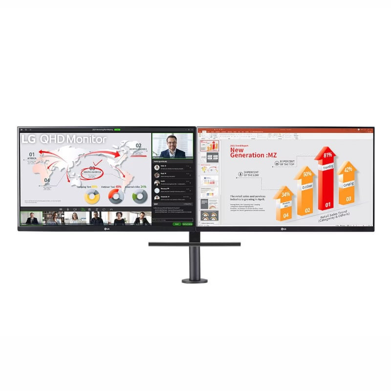 27″ QHD Dual Ergo QHD Monitor with USB Type-C, Daisy Chain