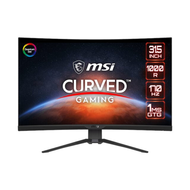 MAG325CQRF QD 31.5″ Gaming Monitor 2560 x 1440 (QHD) Rapid VA with Quantum Dot 1 ms 170Hz FreeSync Premium HDR Ready 1000R HDMI DisplayPort Tilt and Height Adjustable