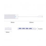 PW Series 4-Port USB3.0 Hub | USB-A | USB-A3.0 x 4 (5GBPS Sharing) | 15cm |White