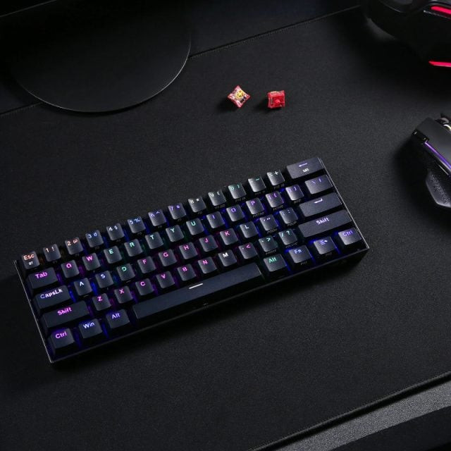 DRACONIC PRO Mechanical 61 Key Bluetooth 5.0 RGB 9 Colour Modes Rechargable Battery Type-C Charging Cable Gaming Keyboard  Black