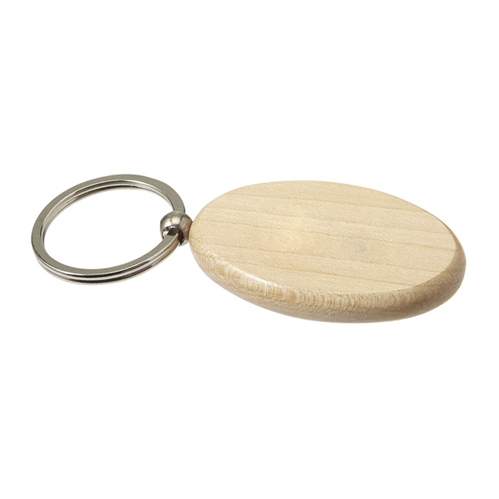 Oval Wooden Keychain - Brown